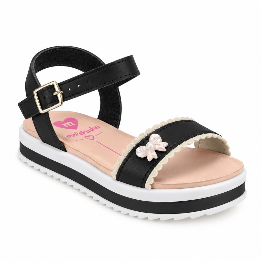 Sandália Infantil Molekinha Menina Flatform Festa Brilho Confortável Calçado Delicado Solado Tratorado Estiloso