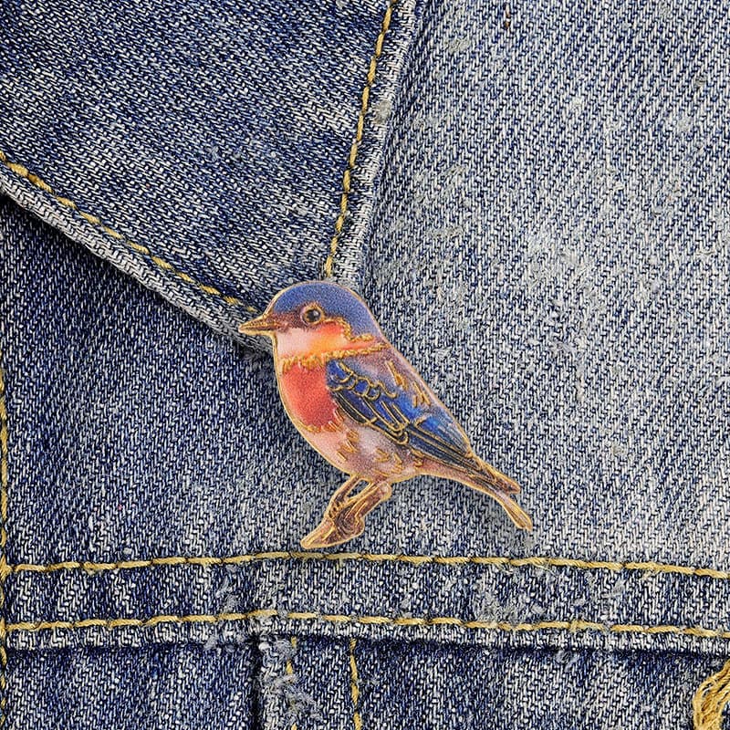 Bonito Robin Pássaro Esmalte Pino Colorido Pequeno Mochila Distintivo Para Jaqueta Roupas Saco Decoração