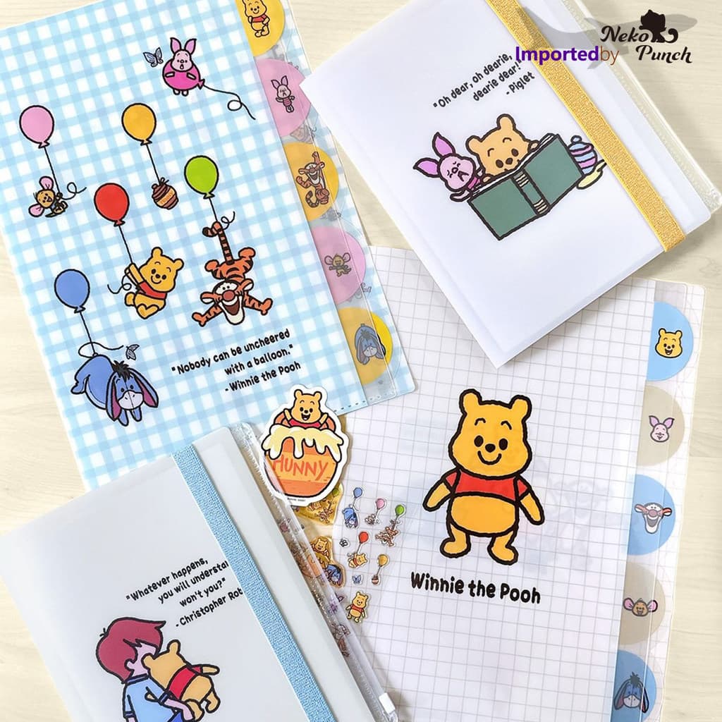 Japão estrela do sol Disney Winnie the Pooh Cartoon Pasta A4 em forma de L Alça A5 multicamadas fofa