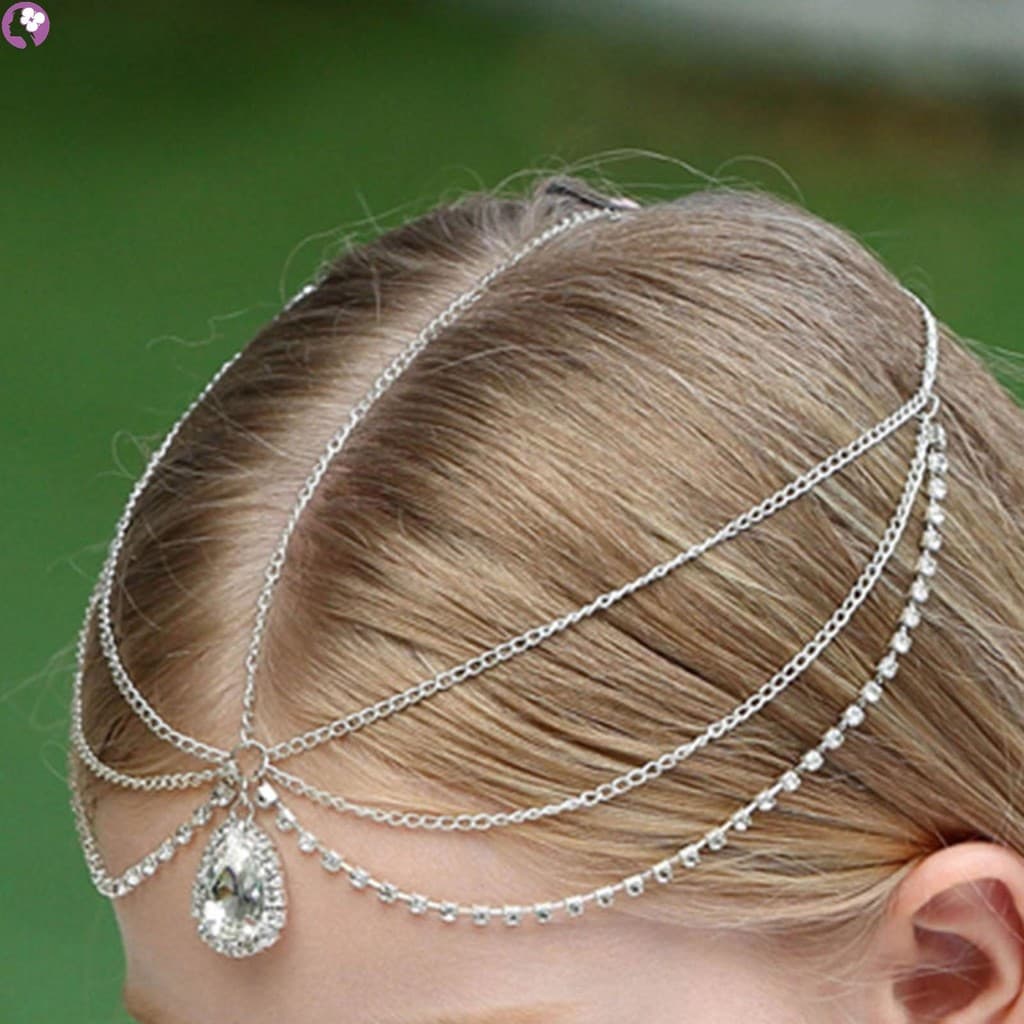 Acessório De Cabelo Com Corrente De Cabeça Pingente De Gota De Água , Antiderrapante , Hipoalergênico , Strass , Para Da