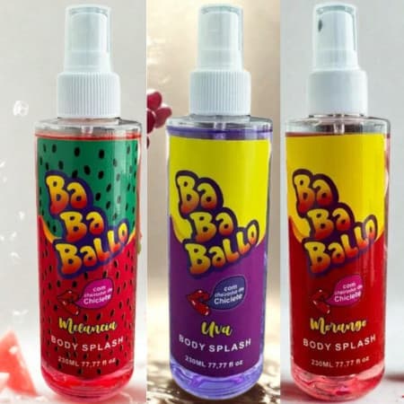 Kit 3 Body Splash Cheirinho de Melancia Morango Uva Tutti Frutti Banana Colonia Corporal 230ml