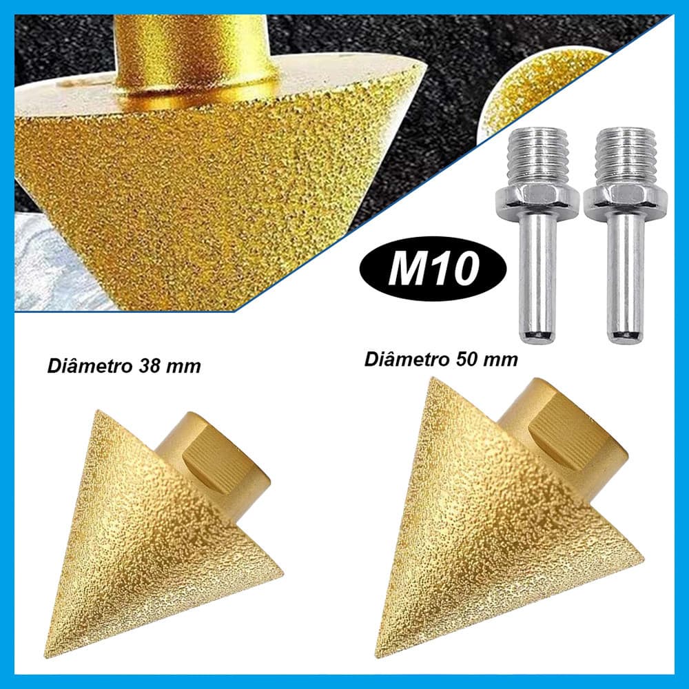 Broca diamantada M10, revestimento dourado, com haste M10 para esmerilhadeira, Broca para alargamento de furos