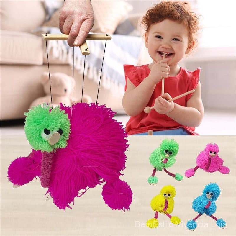 Marionete Pássaro Boneca Engraçado Puxar Cordas Dança Avestruz Fantoche Boneca Estranhos Brinquedos Cordas Boneca Presen