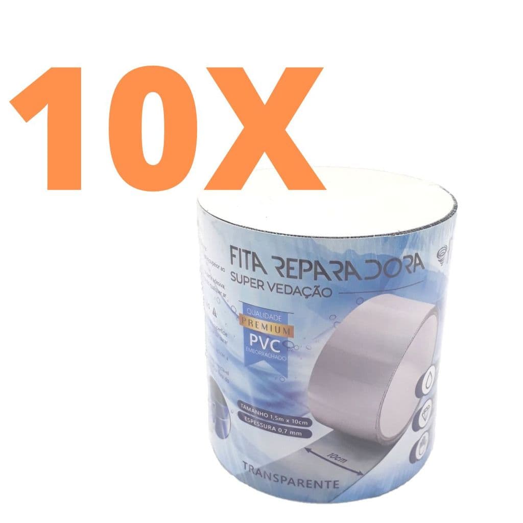 KIT 10 FITAS REPARADORA PROVA D'AGUA TRANSPARENTE 10CMX150CM