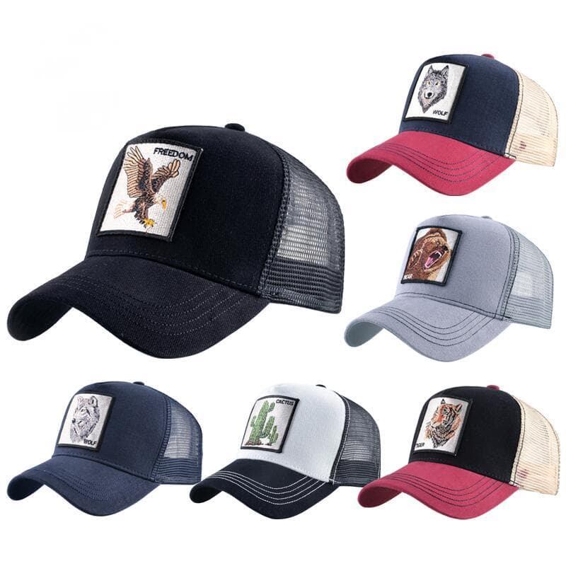 Moda Animais Bordados Bonés De Beisebol Das Mulheres Dos Homens Snapback Hip Hop Chapéu Verão Malha Respirável Sol Gorra