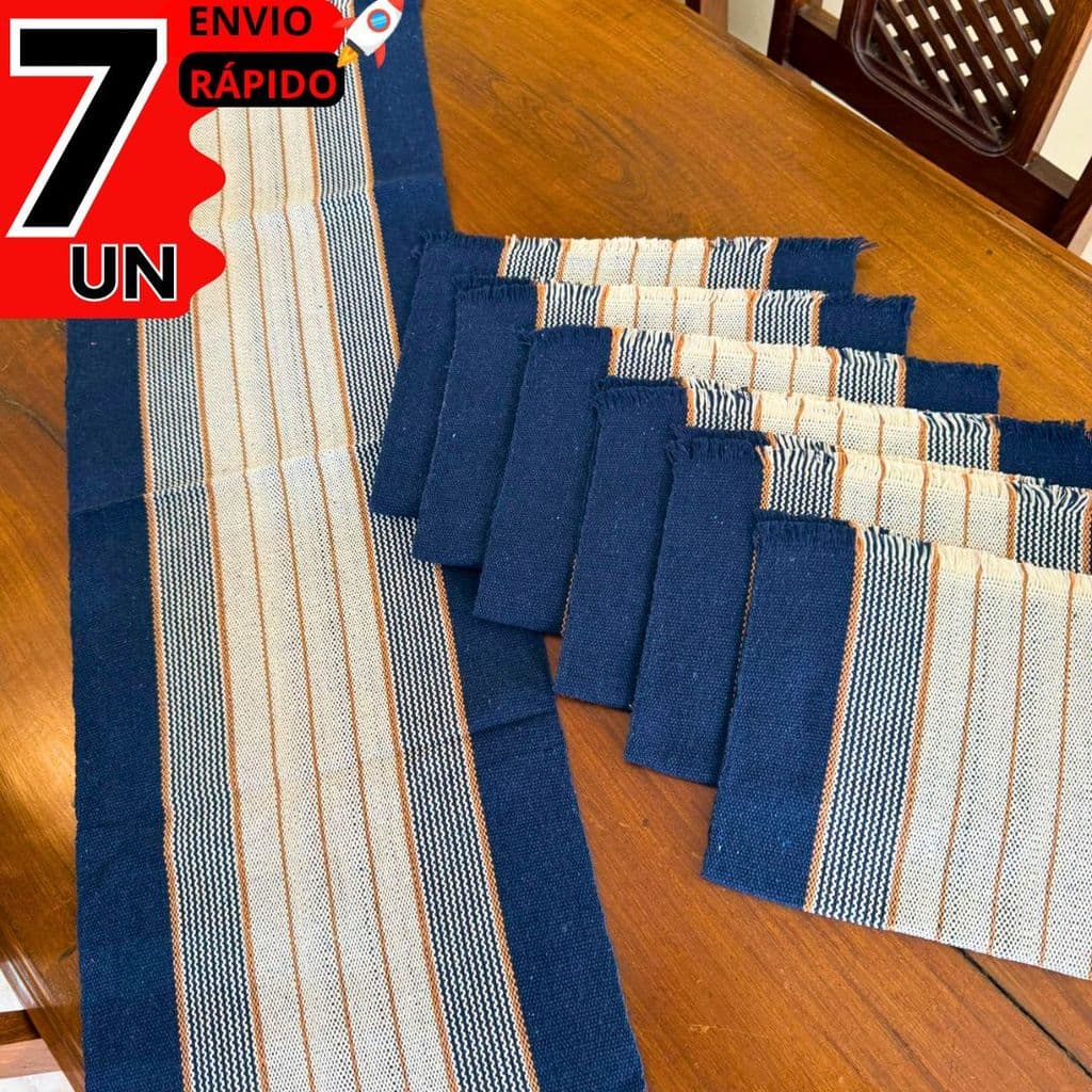 Jogo Americano 7 Peças Premium Azul Mesa Posta Decoração – Uso em Casa, Restaurante e Mesa de Jantar