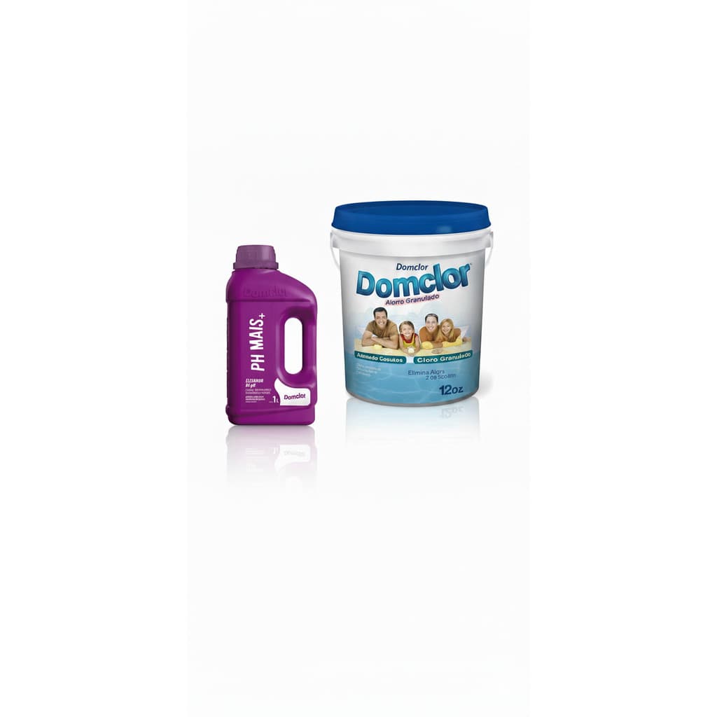 Kit Cloro De Piscina Granulado Hipoclorito Cálcio 10kg Domclor + PH+ Domclor