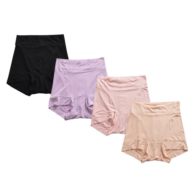 Senhoras quatro estações Modal roupa interior cor sólida cintura alta estiramento Boxer adulto macio confortável Anti-re