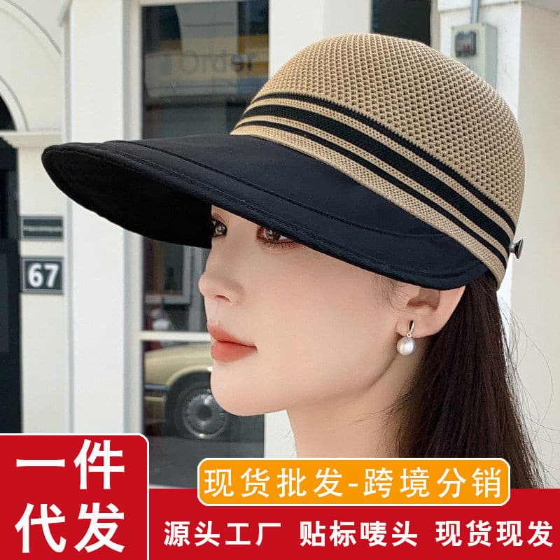 2025 primavera verão novo estilo boné de pico versão coreana oco malha respirável protetor solar grande borda capa rosto