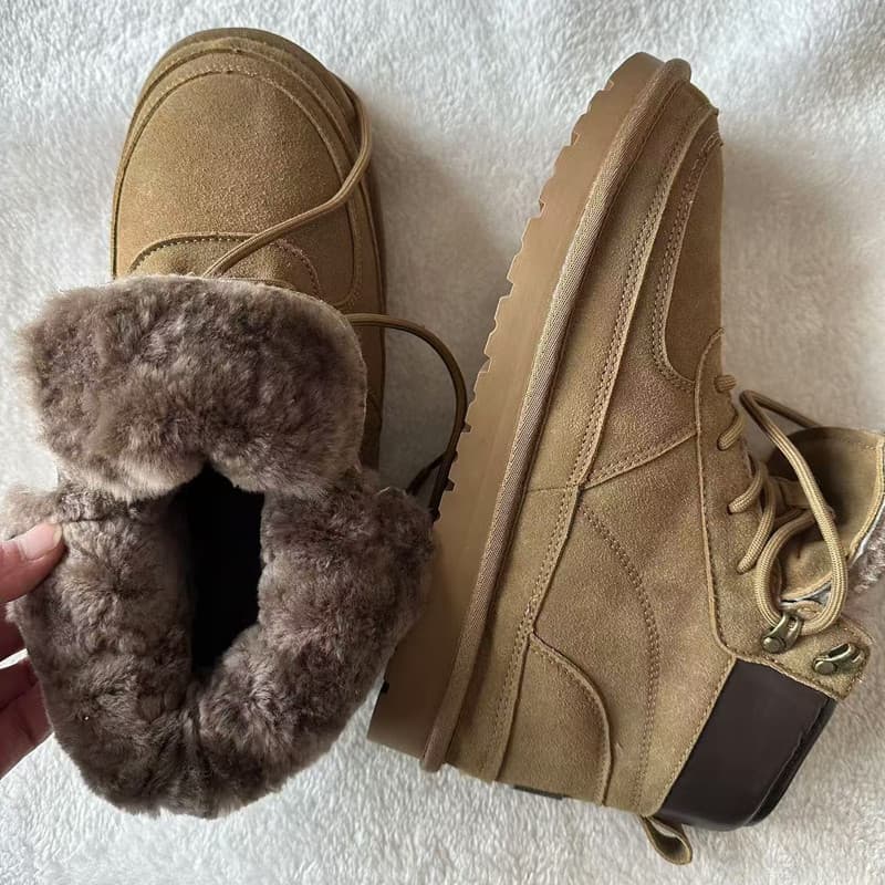 Botas de neve integradas de pele de carneiro masculinas inverno lã quente antiderrapante sapatos de pão de alta qualidad