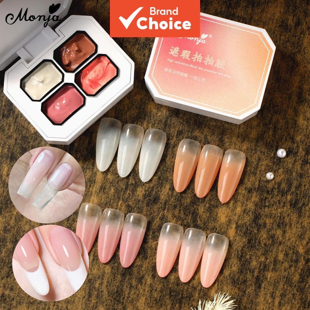 Gel de Arte de Unhas Monja 4 cores/caixa: Gel de Polimento de Corretivo, Gel UV sólido, para gradiente, pintura e
