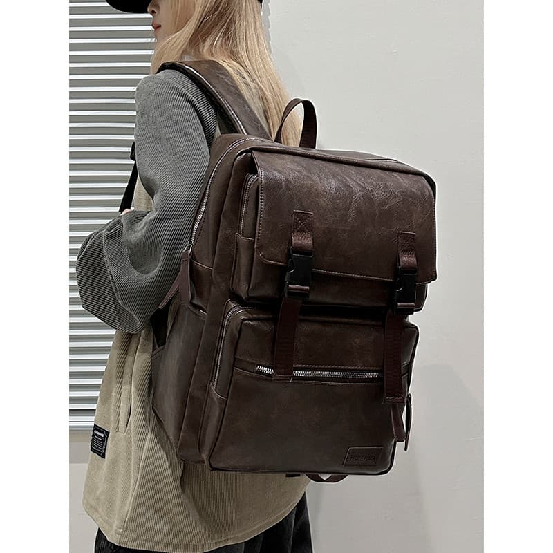 Mochila retrô unissex, grande capacidade, multifuncional, computador de negócios, à prova d'água, bolsa escolar com zípe