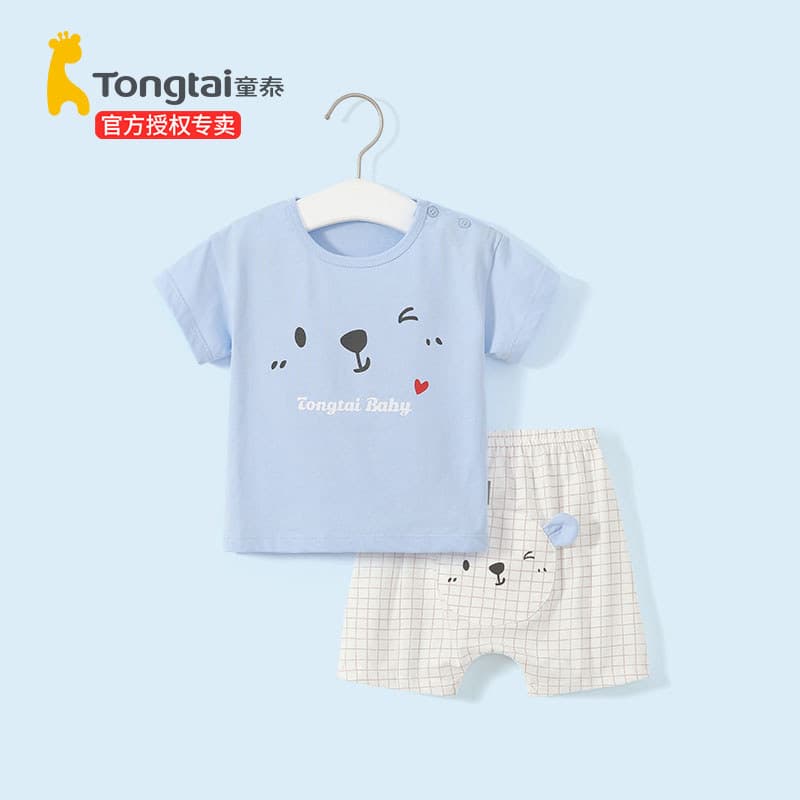 Tongtai bebê terno de manga curta verão estilo fino roupas de verão do bebê roupas de algodão puro meninos meninas colet