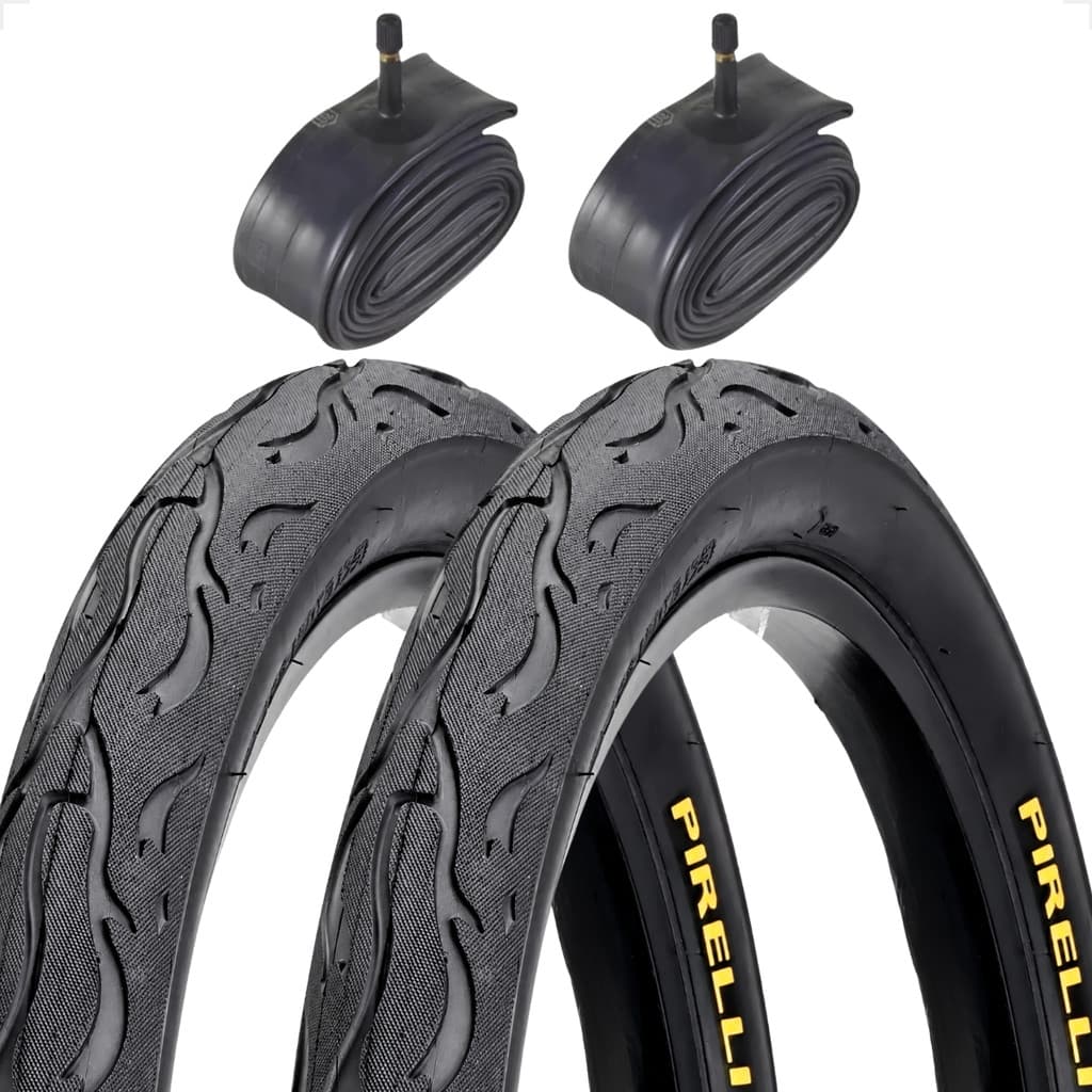 Par Pneu Bicicleta Pirelli Balão Tornado Tipo Flame Aro 24 x2.125 + Camara de ar aro 24 Shiver
