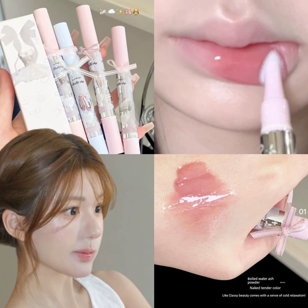 | 【lip tint ruby rose】 | ❈Água florescendo branca clara!Brilho labial espelho superfície brilho de água puro desejo bato