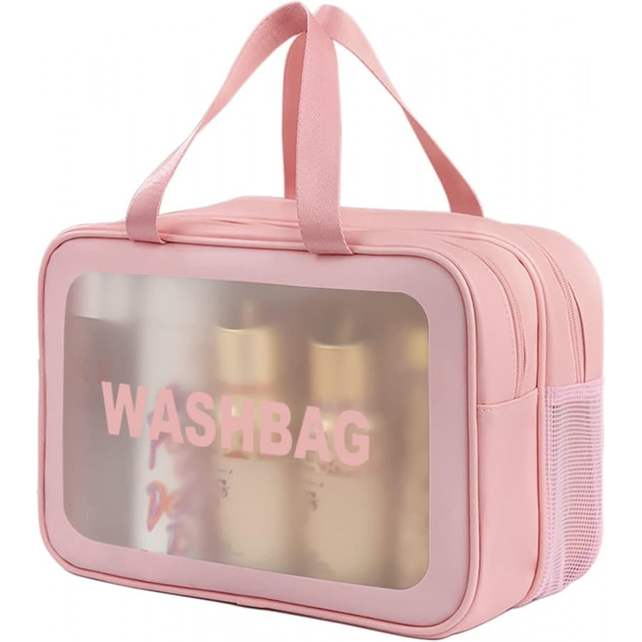 Bolsa de Viagem para Artigos de Higiene Feminina DAPOWER, Bolsa Translúcida Fosca com Alça Prática, Organizador de Maqui