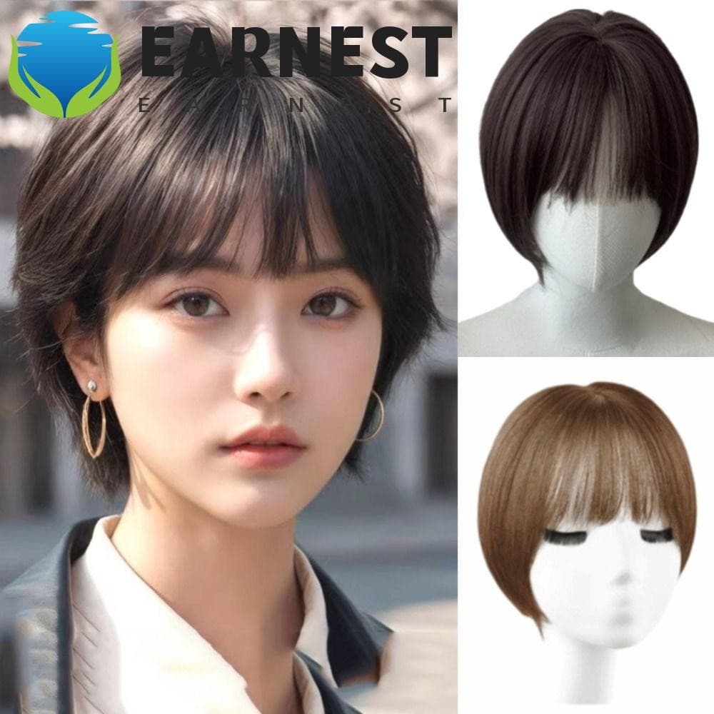 EARNEST Peruca De Cabelo Reto Bob , Perucas Curtas De Cosplay Sintético Com Franja Em Camadas Femininas Resistentes Ao C