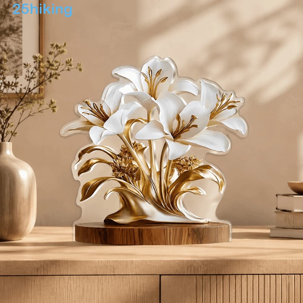 Enfeites De Mesa Para Caminhada , Ornamento De Tulipa Plana De Árvore 2D , Suporte De Flores Acrílico Decoração De Casa
