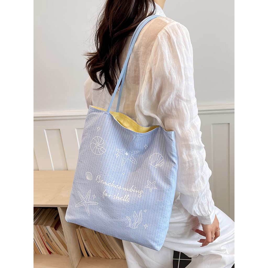 Estilo coreano doce literário Commuter estilo grande capacidade sacola feminina 2026 novo estilo moda leve listrado bols