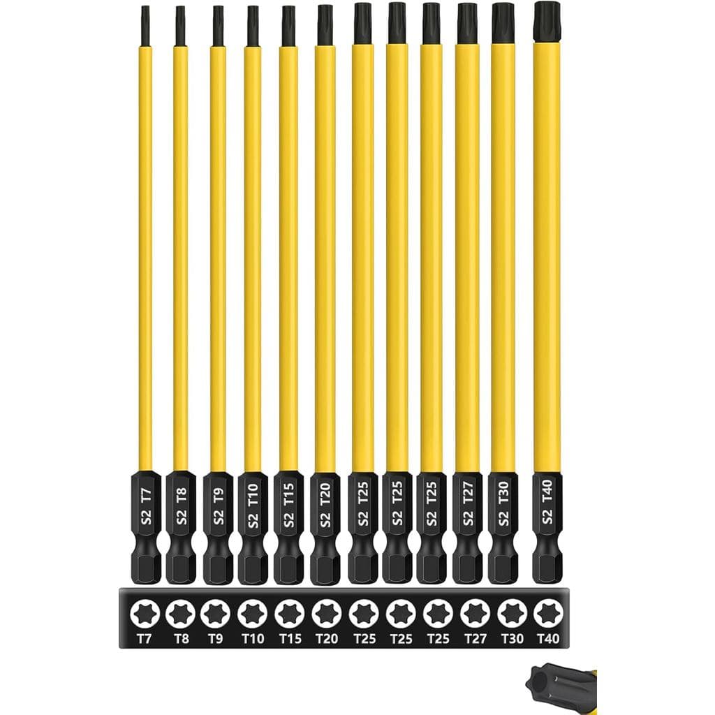Conjunto de 12 Pontas de Chave de Fenda Torx T7-T40, 6 Polegadas / 150mm de Comprimento, Pontas de Chave de Fenda Estrel