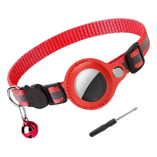 Coleira Gato Com Suporte Airtag Nylon Ajustável 4 Cores Resistente Leve