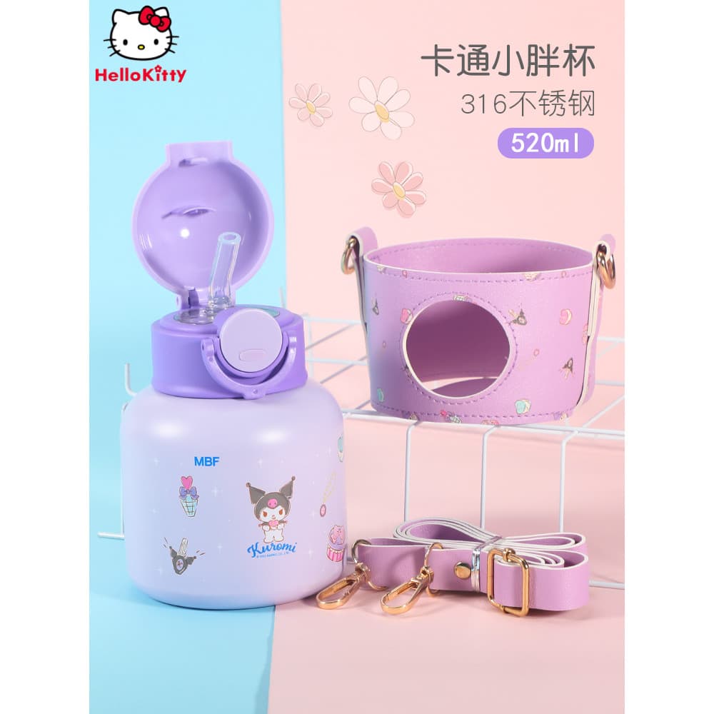 Kuromi canela cão crianças copo de água crianças copo térmico garrafa de água de aço inoxidável passeio escola meninas c
