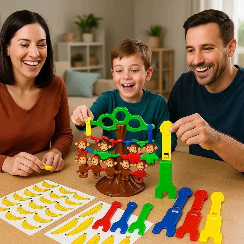 Jogo Pula Macaco Brinquedo Interativo Crianças Presente Montar Menina Menino Banana Chave Infantil