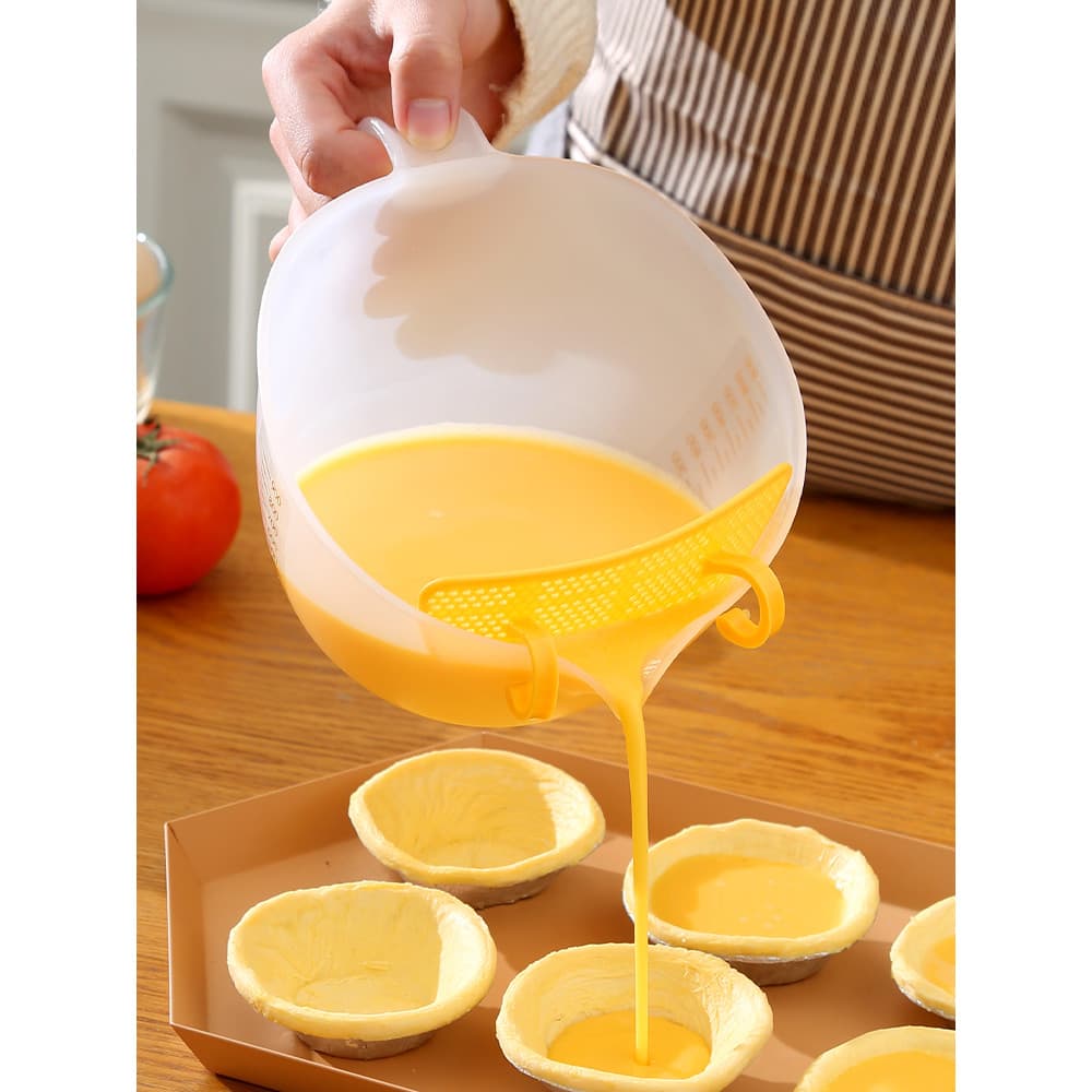Copo de medição de filtro líquido de ovo de qualidade alimentar de grande capacidade com escala 1.000ml com malha de fil