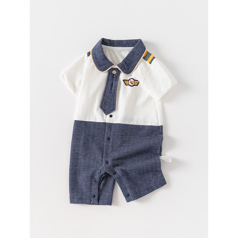 Macacão de bebê estilo Preppy um ano de idade verão macacão classe a bebê menino aniversário cem dias pequeno mestre ves