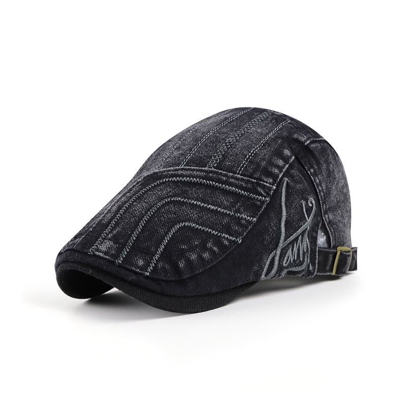 Novos Chapéus De Boina Masculina De Primavera Com Listras Plano Pico Boné Feminino Lavado Denim Herringbone Cap Visores
