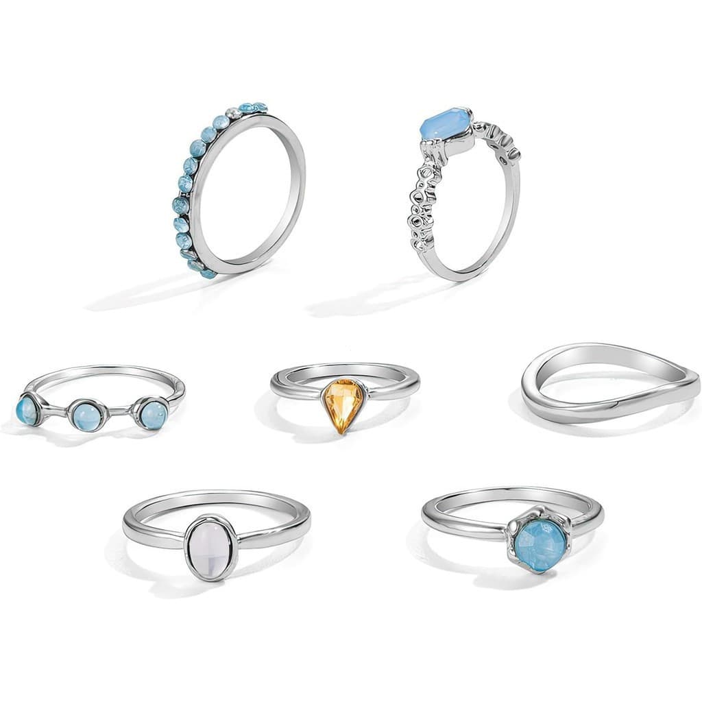 Conjunto de 7 Anéis para Mulheres, Anéis de Falange, Anéis Banhados a Ouro/Prata 14K, Ajustáveis, Anel Retrô, Presente d