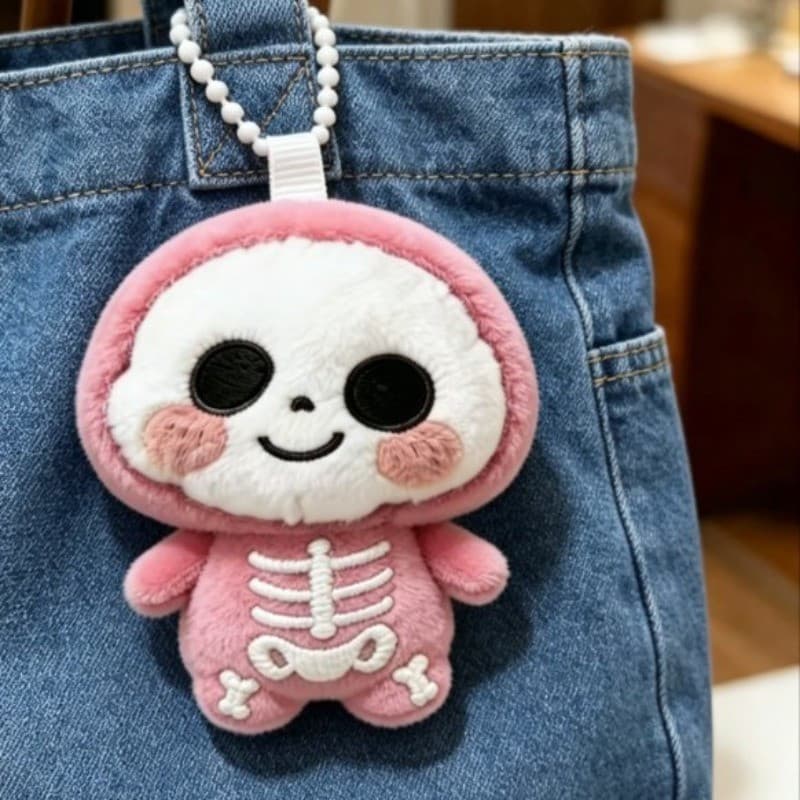 Brinquedo de pelúcia em forma de caveira, mini boneca macia, adorável enfeite de bolsa para o Halloween, decoração WHKI.