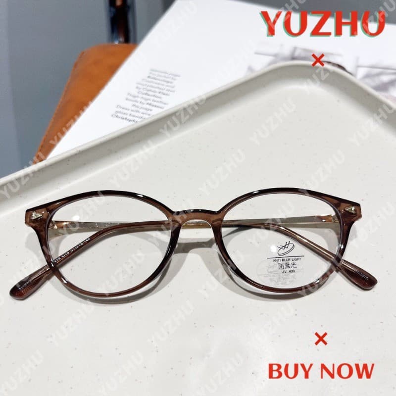 (YUZHU) Óculos anti-luz azul estilo japonês retrô, ultraleves e elegantes, com armação redonda pequena R3PU