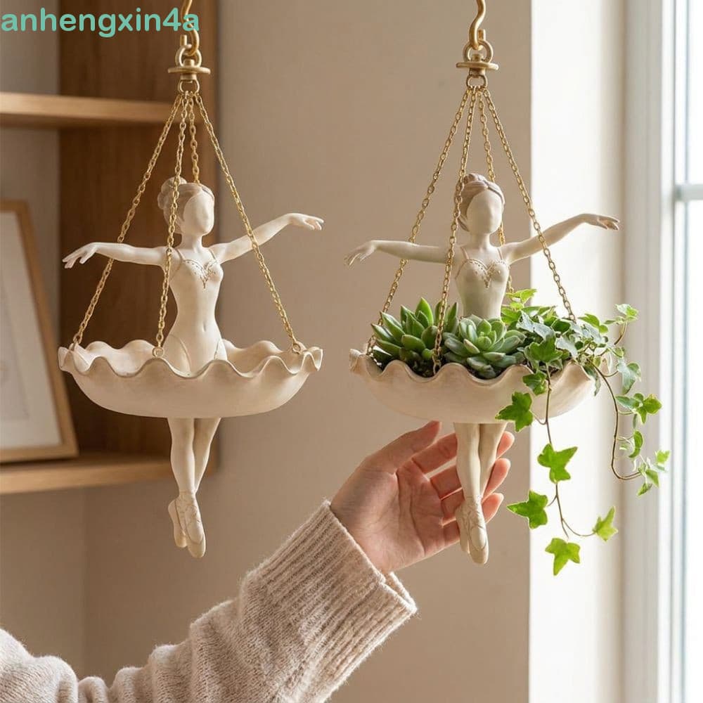 Vaso De Flores De Fada ANHENGXIN , Plantador Suspenso De Dançarina De Balé Esculpido À Mão Caprichoso , Figura De Bailar