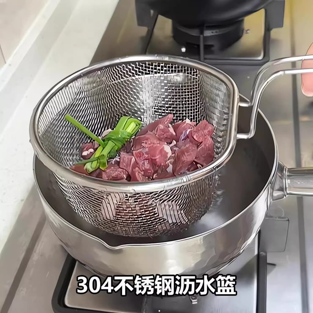 Japão Japão Japão 304 Coador de Aço Inoxidável Malha Fina Cozinha Fritar Malha Cesta Cozinhar Macarrão Lo Mein Dreno de