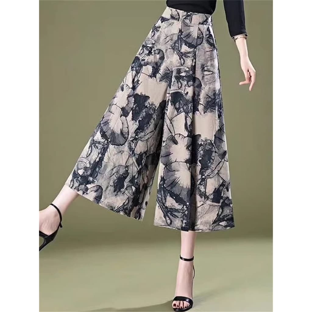Shenzhen óleo do sul roupas femininas de seda gelo cortada calças de perna larga mulheres de meia-idade idosos mãe Culot