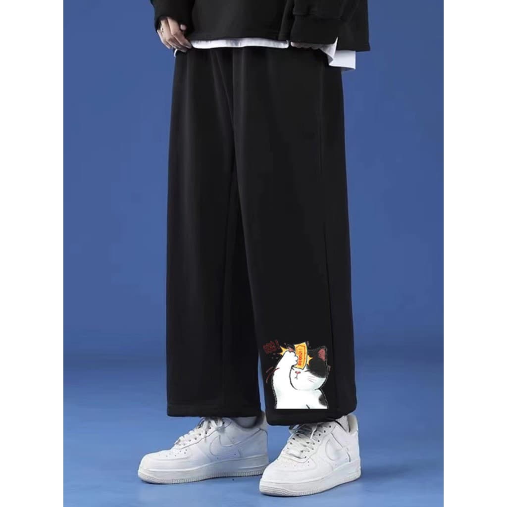 Verão Casual tornozelo comprimento calças criativo Anime bonito gato japonês estudante Bottoms impressão na moda ficar r