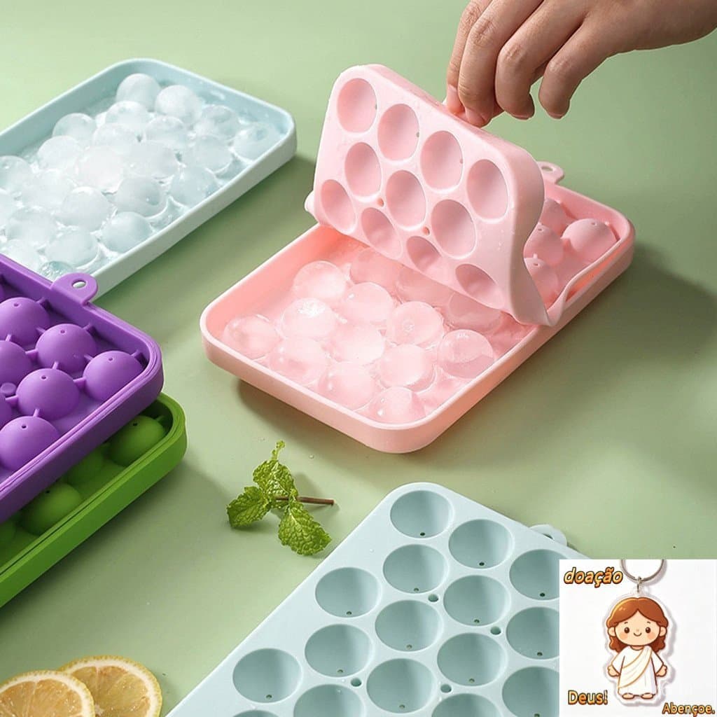 25 Bolas de Gelo com Tampa, Molde de Silicone Elástico, Livre de BPA, Usado para Cubos de Gelo Congelados 9ZB0