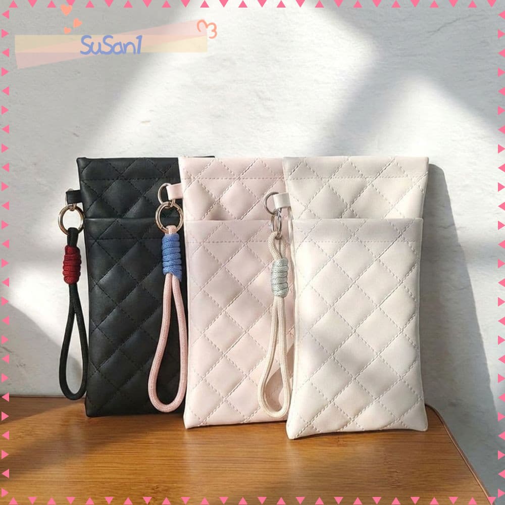 LUCKY-SUSAN1 Bolsa De Óculos , Armazenamento De Sol À Prova D'água Com Padrão De Grade Leitura De Couro PU