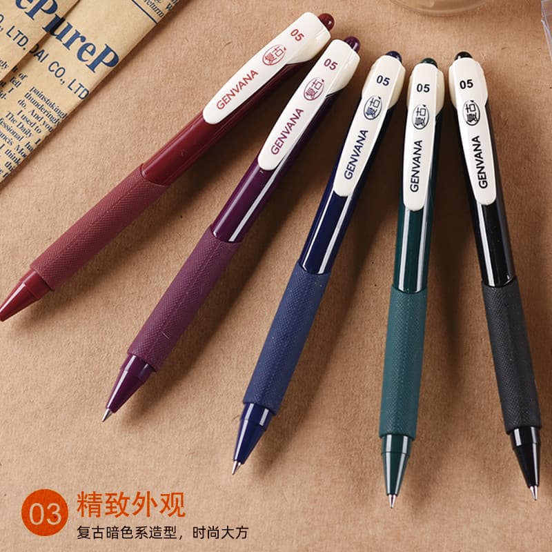 Jin Wannian Retro Color Gel Pen Color Pen Multicolor Estudantes Usam Caneta Retro Caneta-tinteiro Manual Caneta para Not