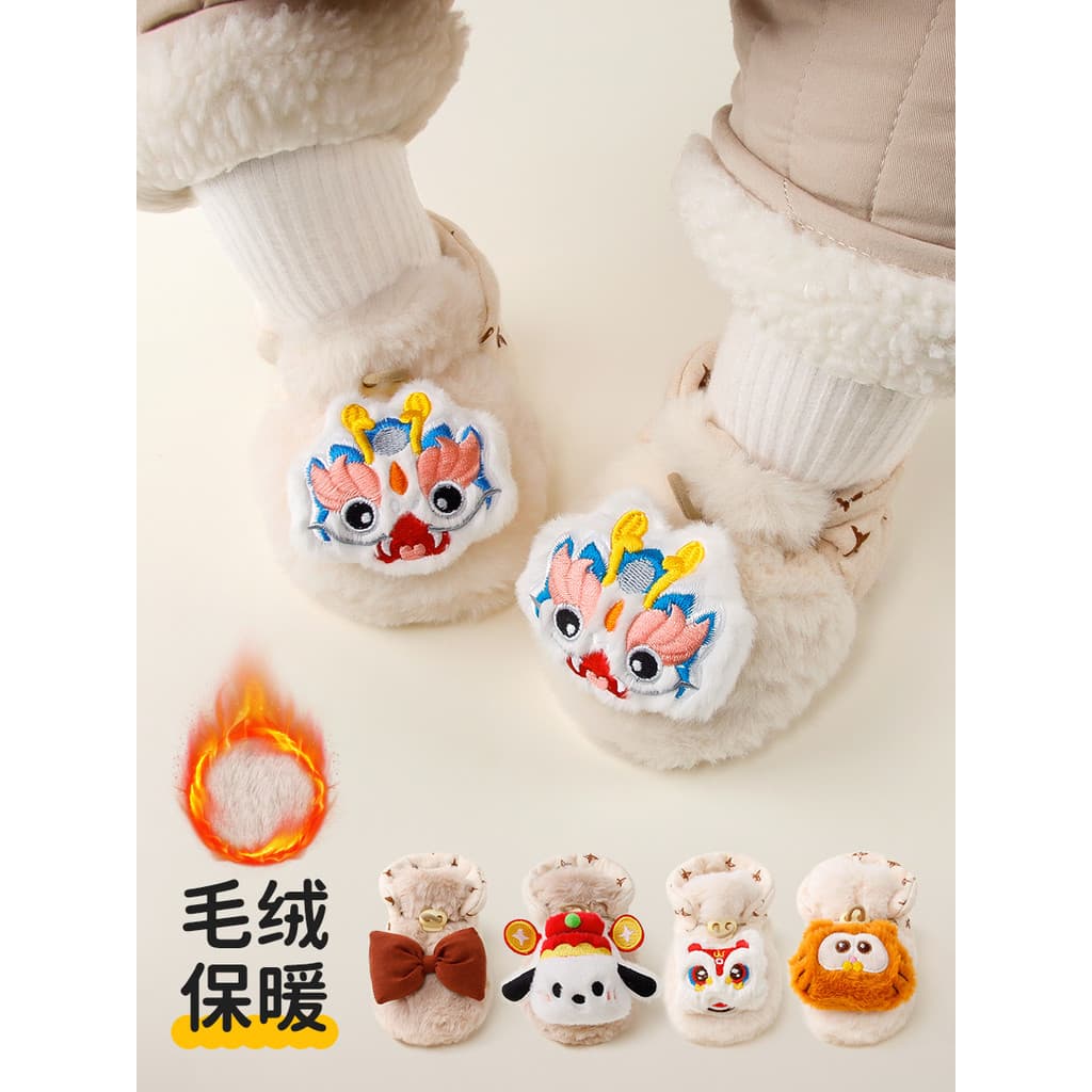Sapatos de bebê meias forro de lã fivela de inverno bonito bebê sola macia meias recém-nascidos meias quentes bonito