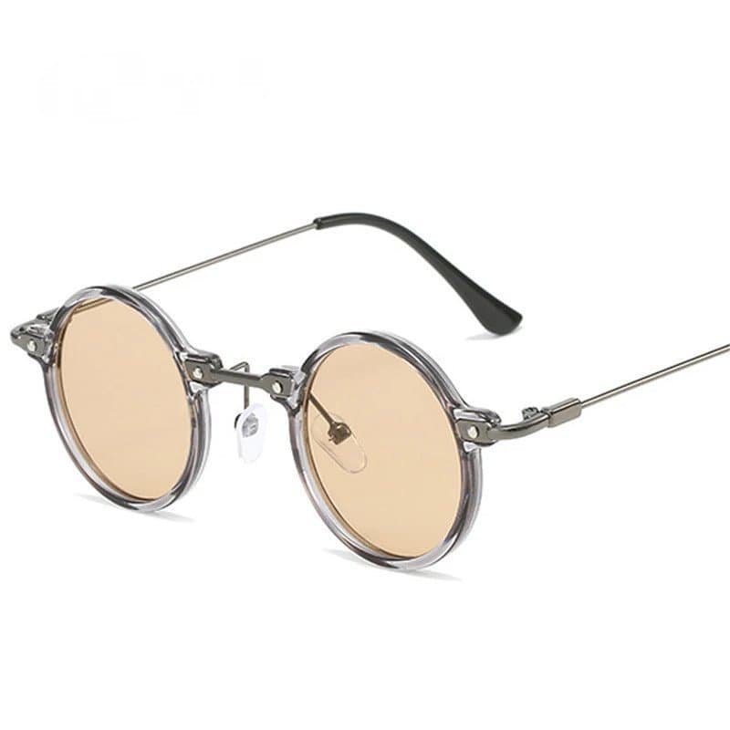 Retro Steampunk Pequeno Redondo Masculino Hip Hop Óculos De Sol Moda Feminina Claro Oceano Lente Tons UV400 Feminino Qua