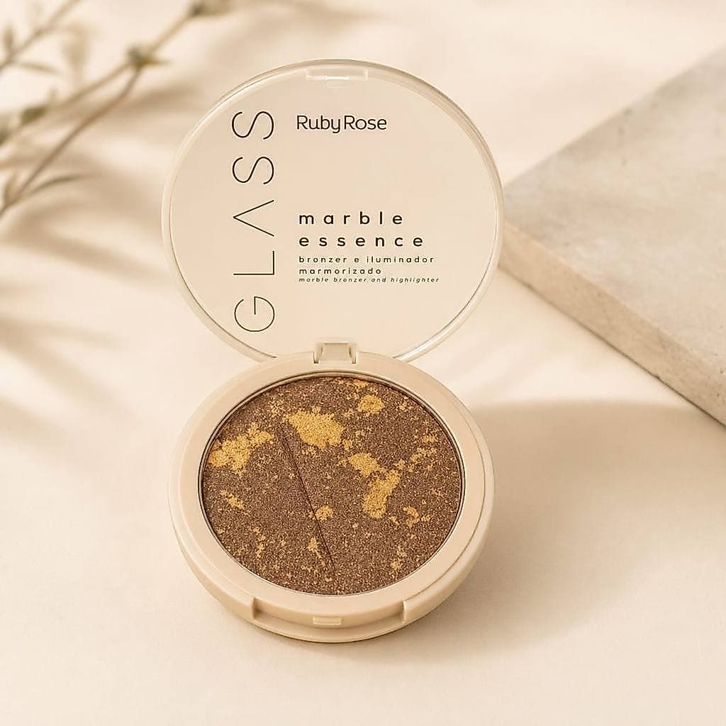 BRONZER MARMORIZADO GLOW GLASS RUBY ROSE PELE NEGRA