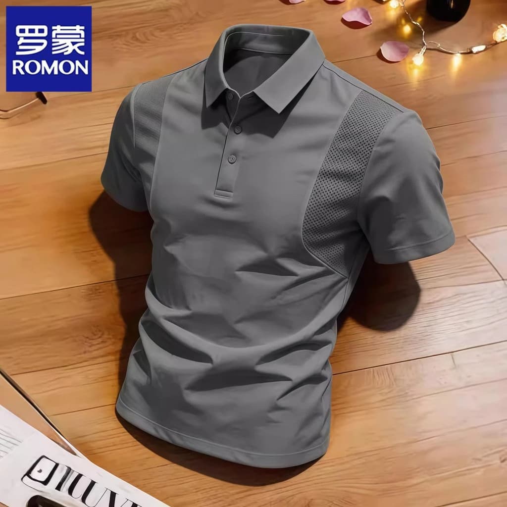 Lomon [absorvente de umidade de secagem rápida] Camiseta masculina de verão estilo fino de manga curta com sensação de g