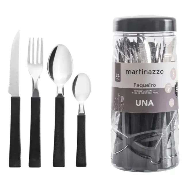Conjunto De Talheres Martinazzo Pote Talheres Una Preto - 24