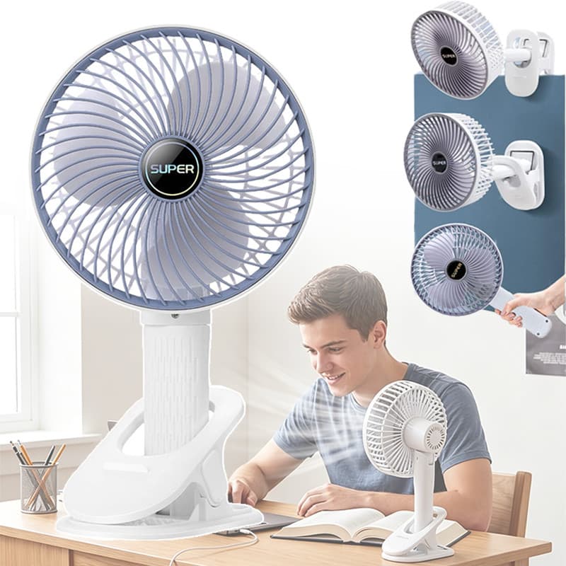 Mini Ventilador Portátil Clipe Fixação Em Qualquer Lugar Suporte Celular 3 Velocidades Recarregável
