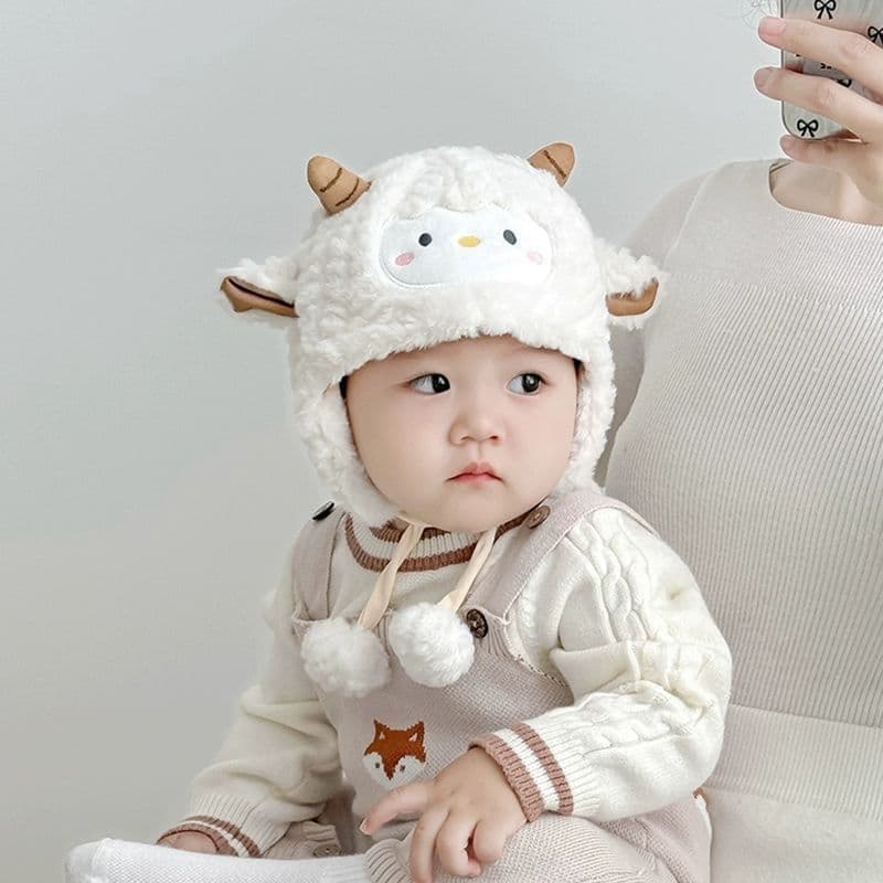 Chapéu de bebê outono inverno proteção de orelha do bebê chapéu de pelúcia bonito chapéu de lã chapéu de inverno engross