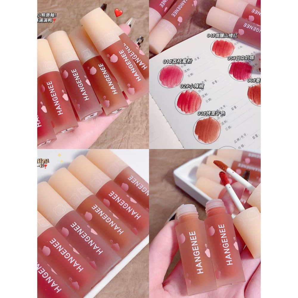 & HANGENEE HANGENEE Firework Bear Lip Glaze Water Gloss Hidratante Branqueador Batom de Seis Cores Maquiagem Atacado Hid