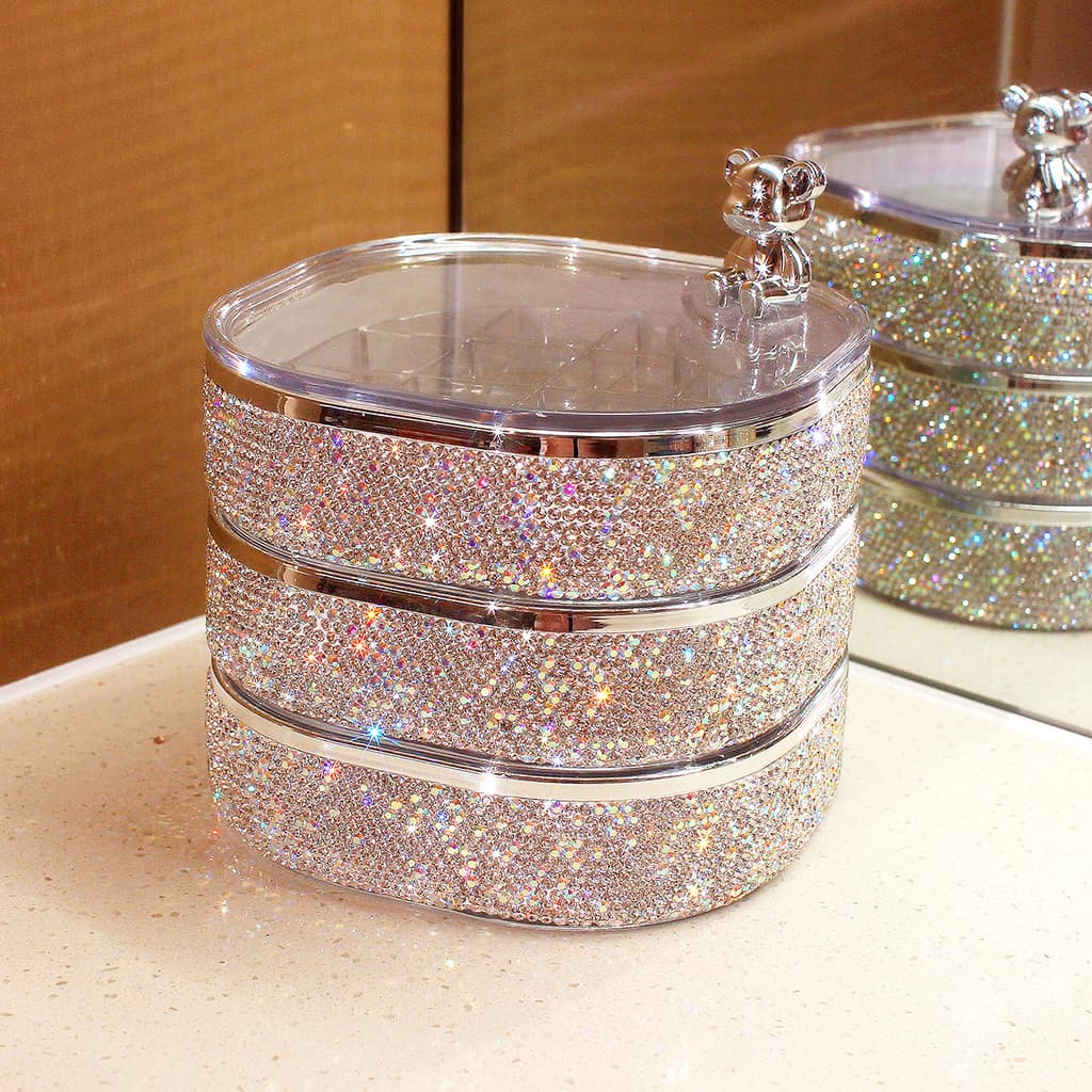 Diamante rotativo caixa de armazenamento de jóias brincos colar anel mão jóias High-End requintado pequeno Mini caixa An