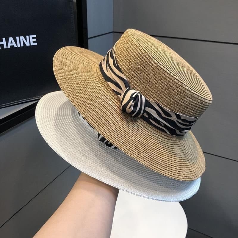 T elegante senhoras verão francês britânico moda plana chapéu Retro Zebra novo estilo chapéu de sol protetor solar guard